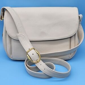 Etienne Aigner Cream Soft Leather Shoulder Crossbody Quiet Luxury Grandmacore